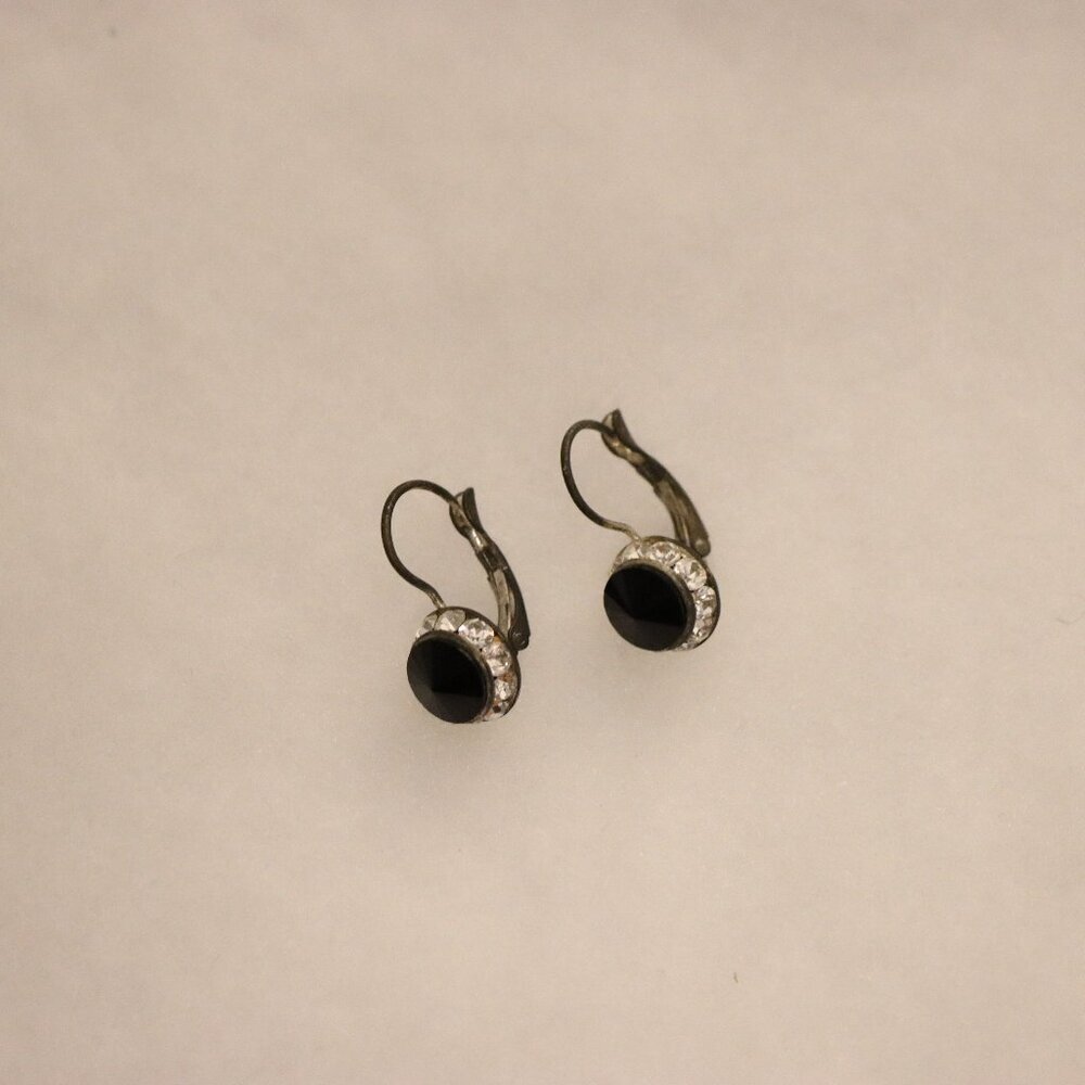 Vintage black round disk with sparkle studs